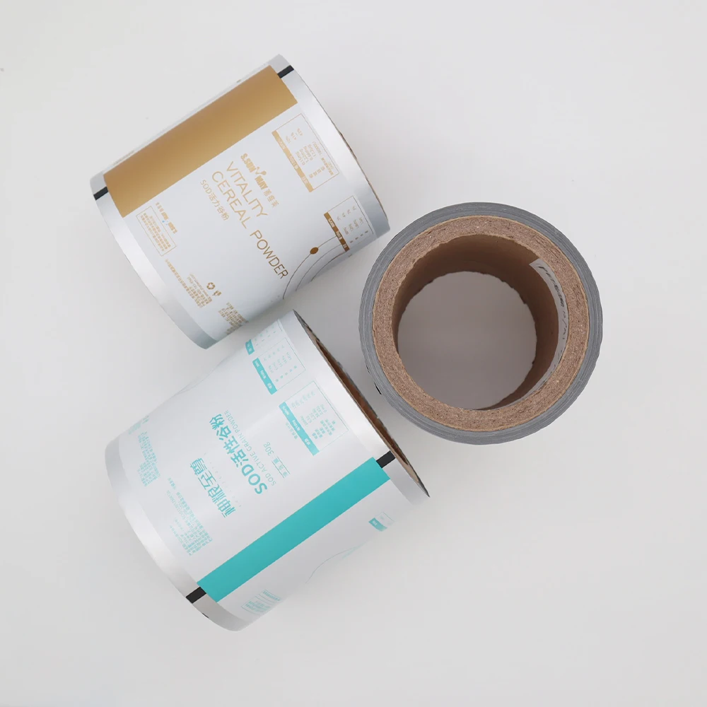 Factory Custom Two-Way Easy Tear Aluminum Foil Food Grade Heat Sealing Roll Film with Printed Composite Lid