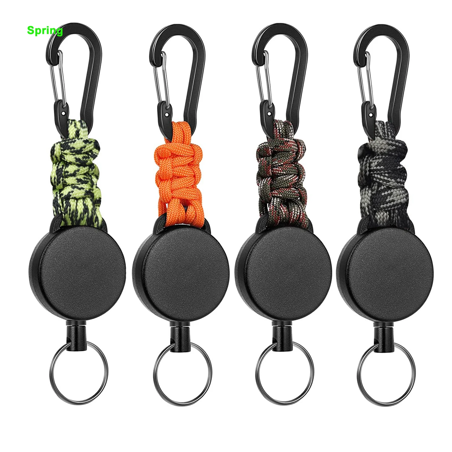 Heavy Duty Retractable Badge Holder Reel, Rope ID Badge Clip Reel with Steel Cable and Carabiner Clip Key Chain