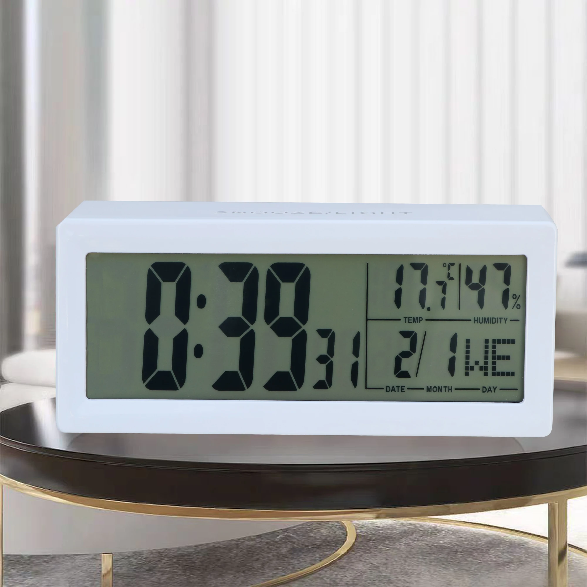 Home and office electronic desk clock touch control backlit modern digital clock with temperature and humidity calendar