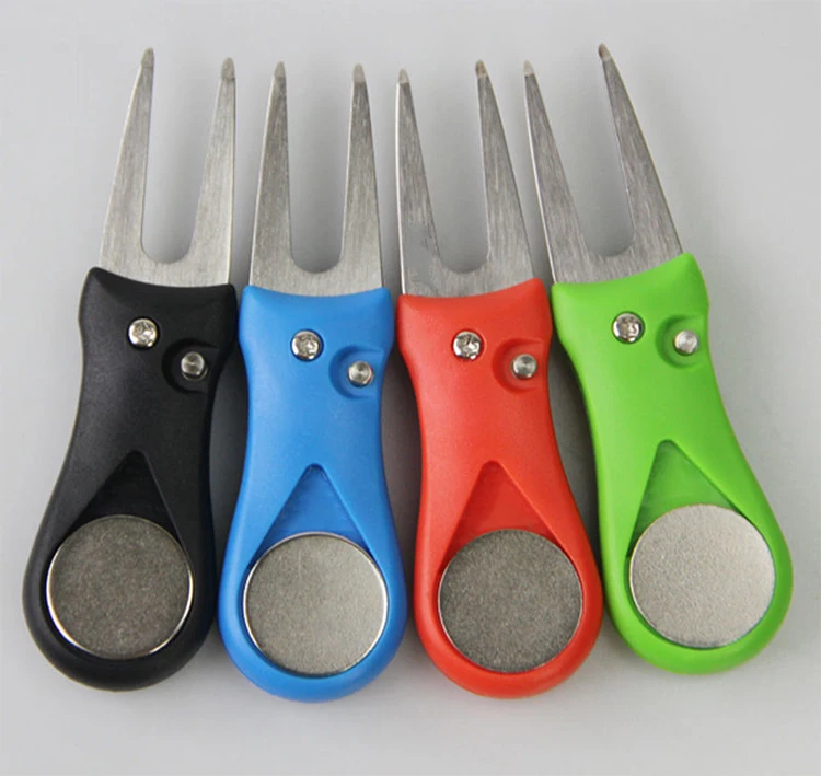 Retractable Golf Divot Tool Green Pitchfork with Customized Ball Marker Golf Divot Repair Tool
