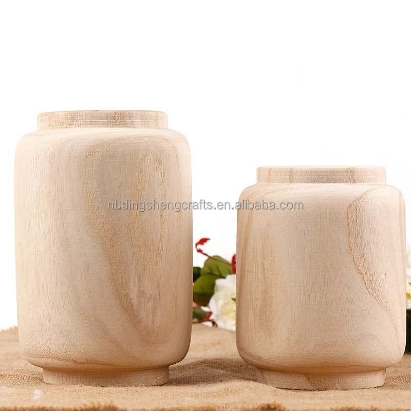 China Factory Promotion natural wood home decorative flower vase for sale
