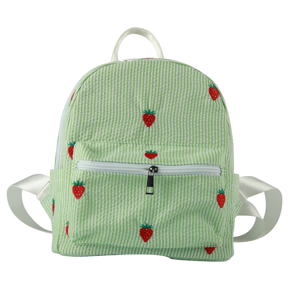 High Quality Custom Logo Children Backpack Nice Strawberry Embroidery Printed School bags kids