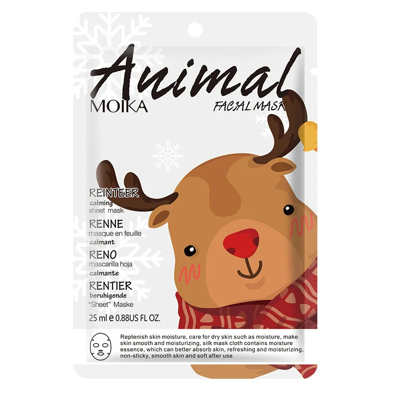 OEM Face Beauty Skin Treatment Anti-Puffiness Soothing Cute Animals Cartoon Facial Sheet Mask