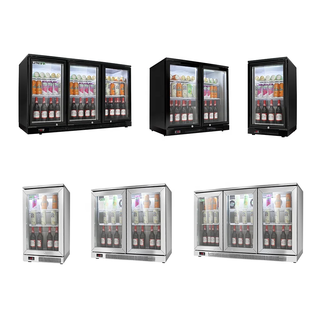 LVNI hot sale 230L stainless steel 2 glass door bar drink beer bottle refrigerator for club