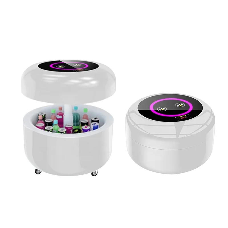 
Mobile phone wireless charging,coffee table, mini refrigerator, music LED, modern round glass touch screen 
