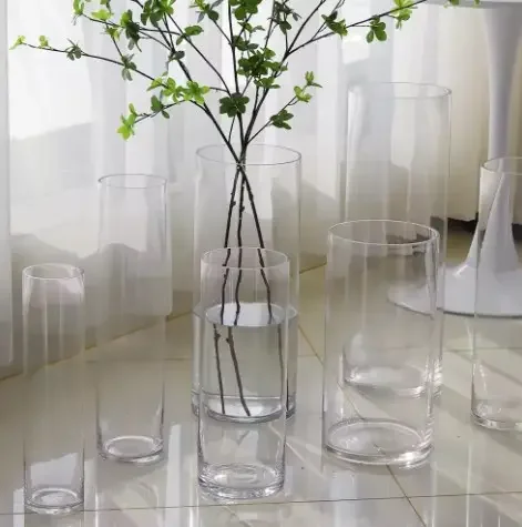 Cylindrical Glass Holder Floral Arrangement Vase Glass Tube Home Decor Cylinder Vase Customizable Minimalist Clear Glass Flower