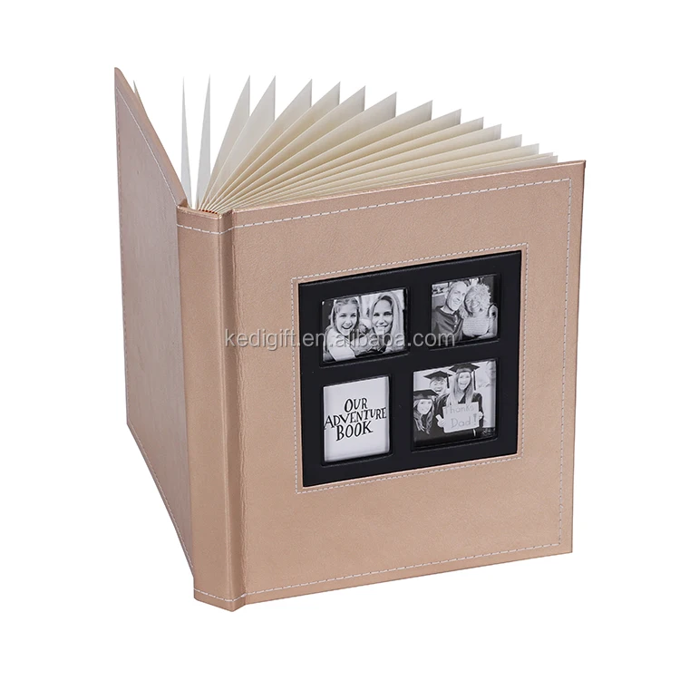 High-end PU Leather Blank Self-adhesive Page Photo Album with Windowed