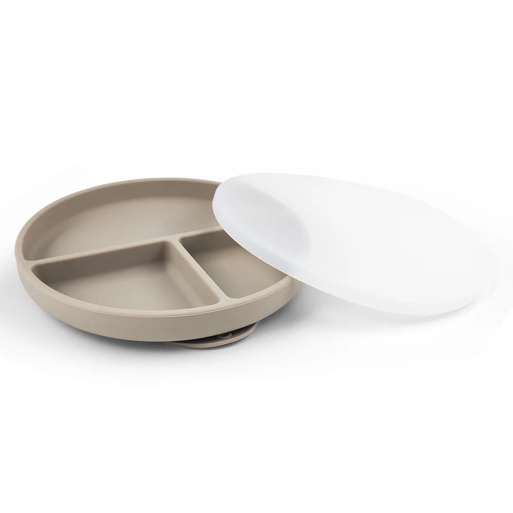 New Design Baby Silicone Suction Plate Divided With Lid Kids Dinner Plate