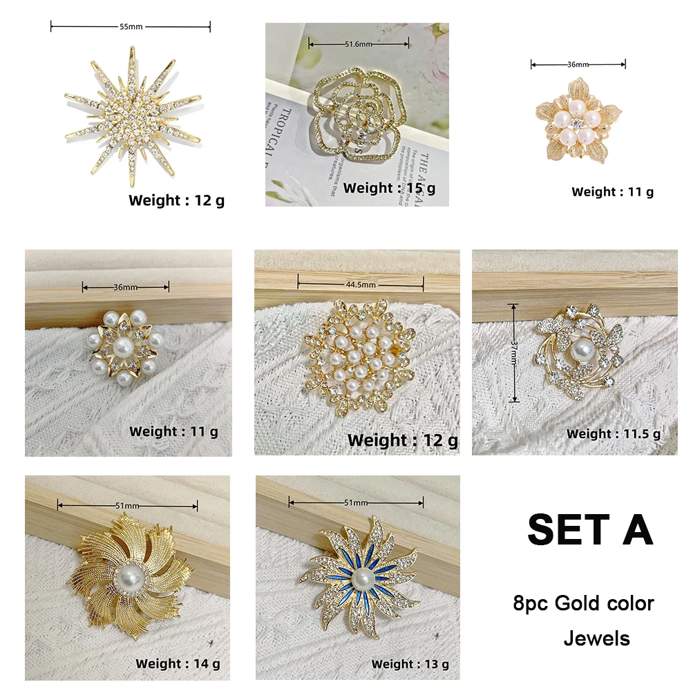 Rhinestone Pearl Jewelry Safety Brooches Button Pins Charms for Socks