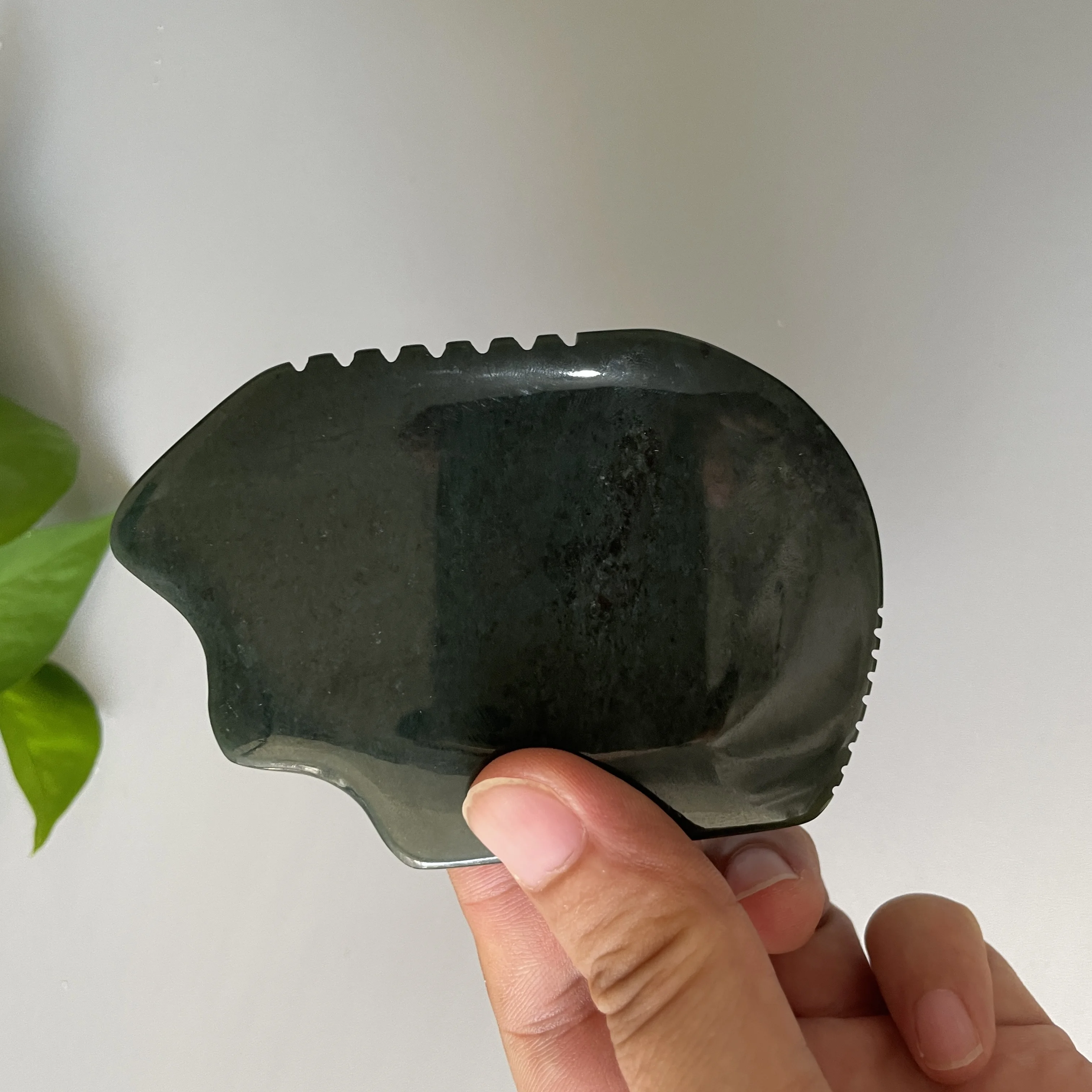 Dark Green Nephrite Jade Gua Sha Stone large nephrite jade Guasha tool Neck Massager For Shoulder Arm Leg Health Care