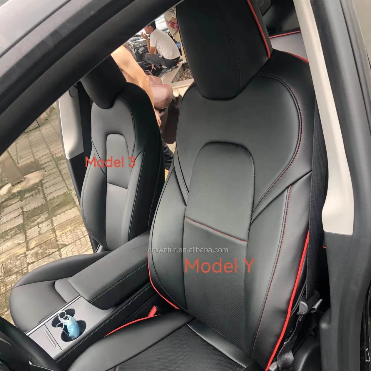 2022 Tesla Model 3 Seat Cover Nappa Leather Sitzbezug Car Seat Covers Fully Kit Wrapped Seat Protector Fit for Tesla Model Y