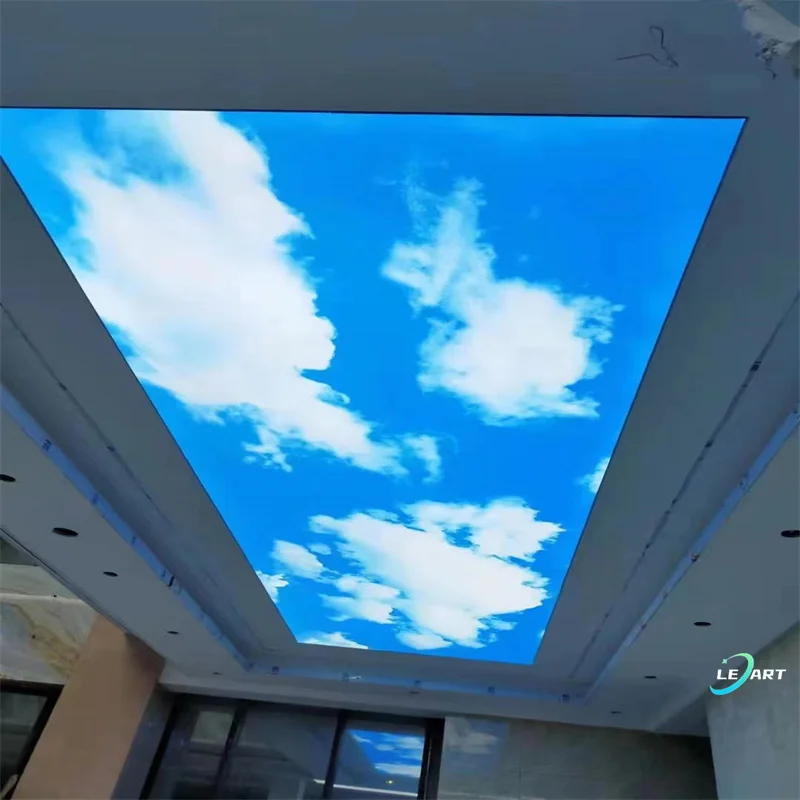 A-grade fireproof White transparent ILLUMINATED STRETCH CEILINGS blue sky Mounted Led Light Box
