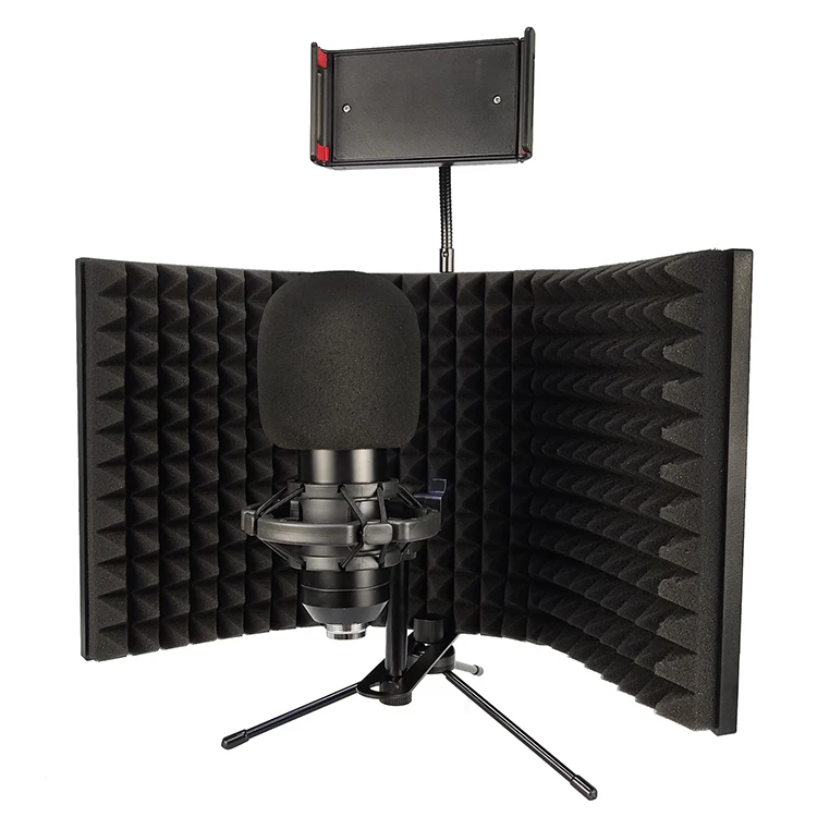 Microphone Blimp Podcast Equipment Bundle Studio Booth Sound Absorbing Foam for Sound Recording Singing