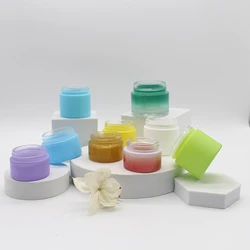 Hot sale Customization Cosmetic Glass Jar Frosted Clear 30g 50g 100g Glass Cream Jar with Bamboo Lids