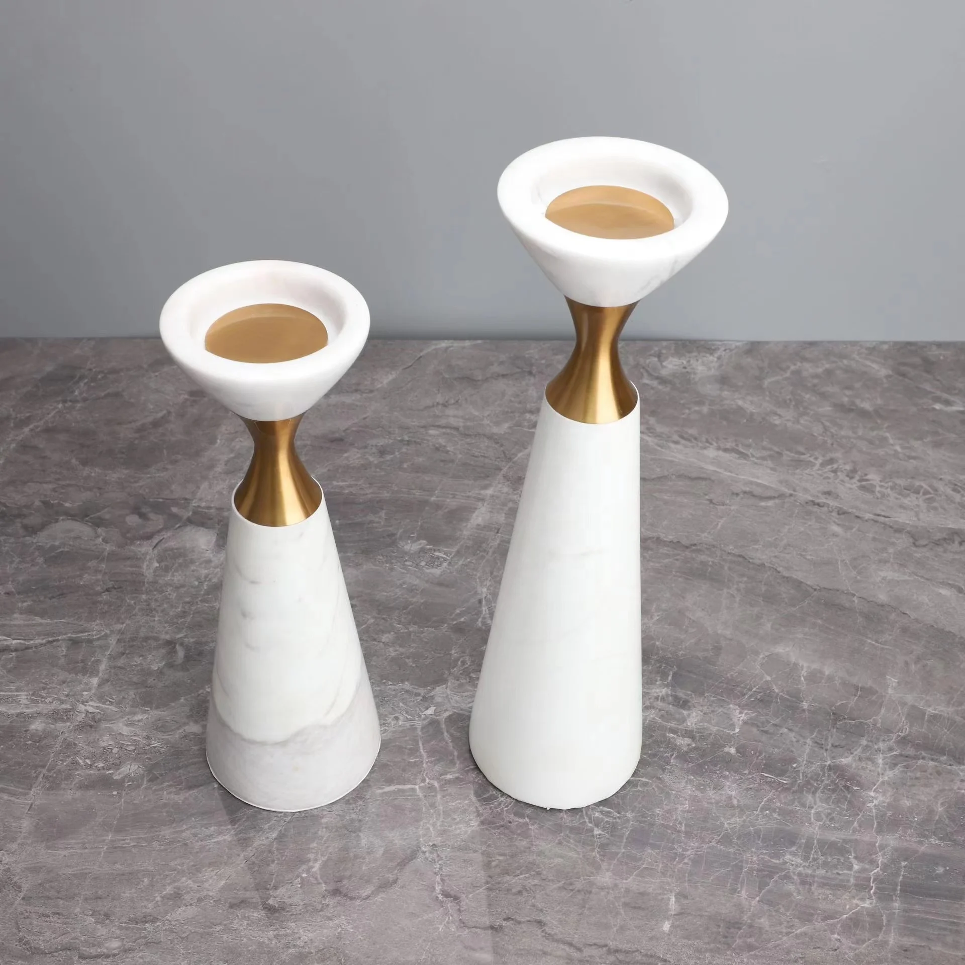 Wholesale Creative High Quality Nordic marble metal candlestick simple For home decoration