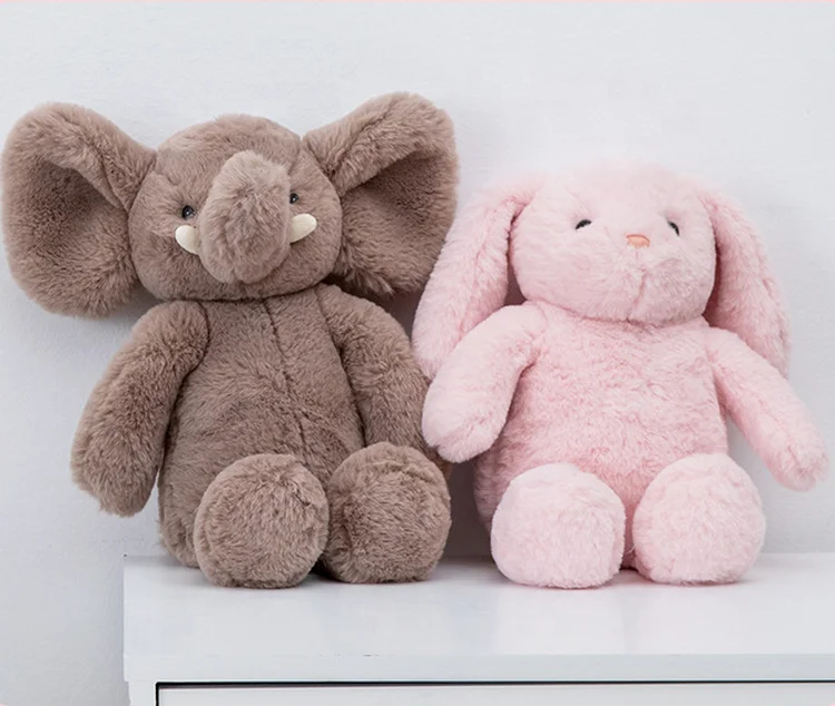 Custom Cute Pink long ears bunny toys soft Stuffed plush animal rabbit elephant toy short plush animal doll for gofts
