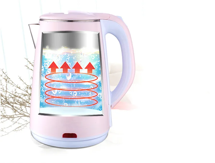Color electric kettle 2.3L double-layer PP plastic anti scalding stainless steel household Hotel kettle
