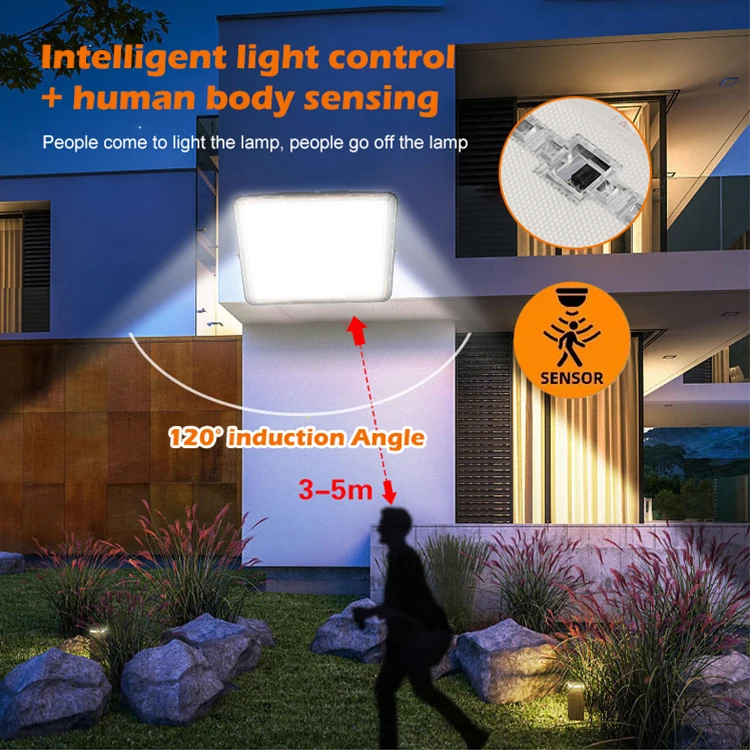 Remote Control Smd2835 Abs Ip67 Waterproof Sense Led Flood Lamp Outdoor 100w 200w 300w 400w 500w Solar Reflector Flood Light
