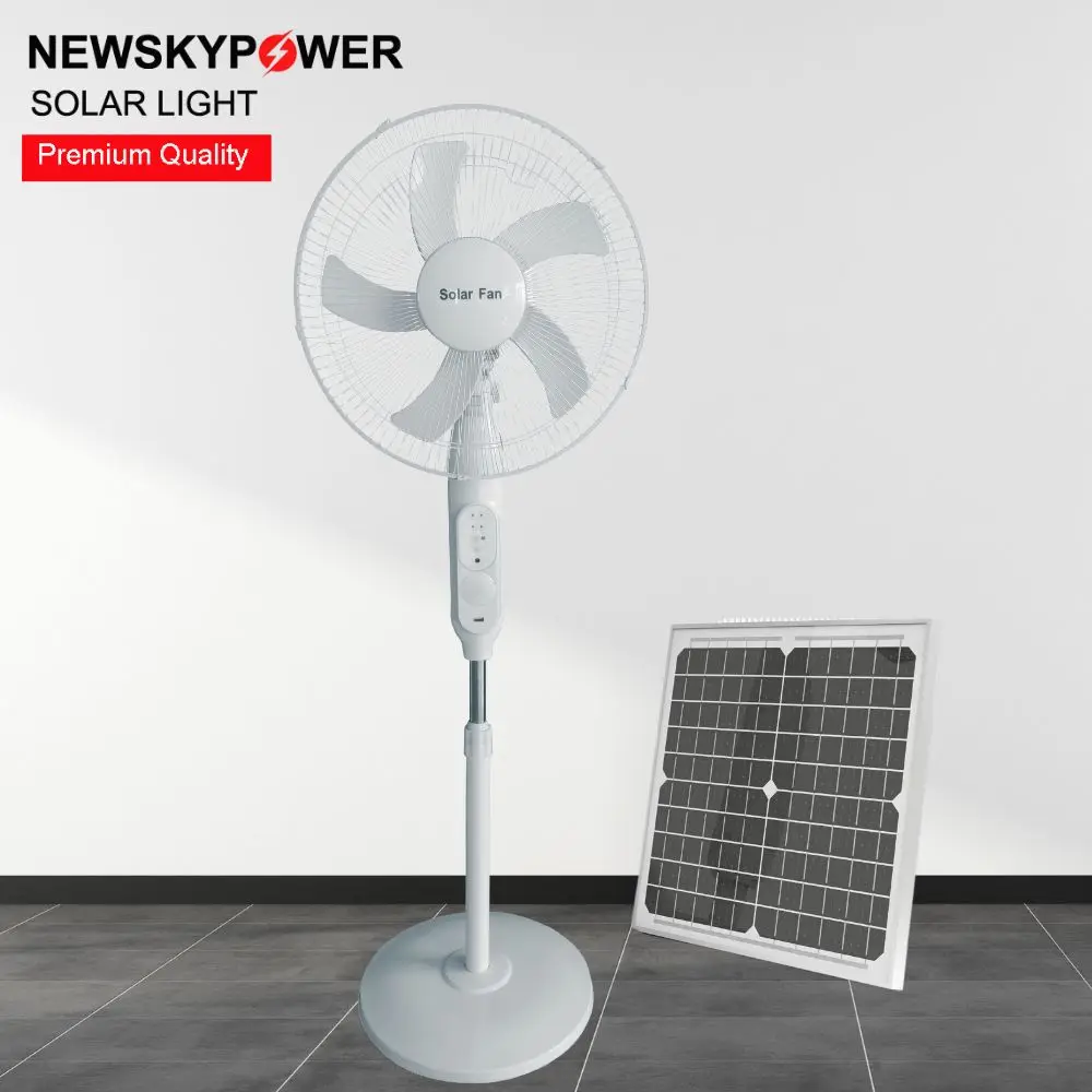 solar fans air-flow household basement high duty cold floor China DC power indoor pedestal motor cheap 16inch stand solar fans