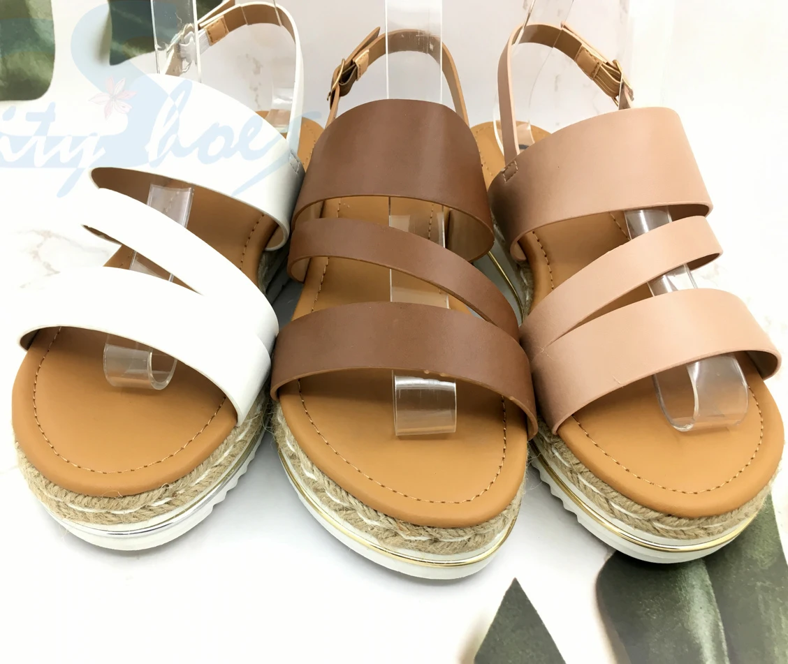 new design PU Leather lady wedge heel sandals Espadrilles Platform ladies sandals Fashion Comfortable Women footwear