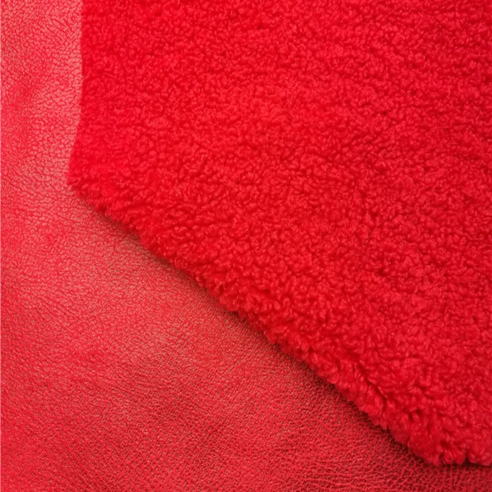 Imitation leather 100% polyester suede bonded faux fur  jacket fabrics