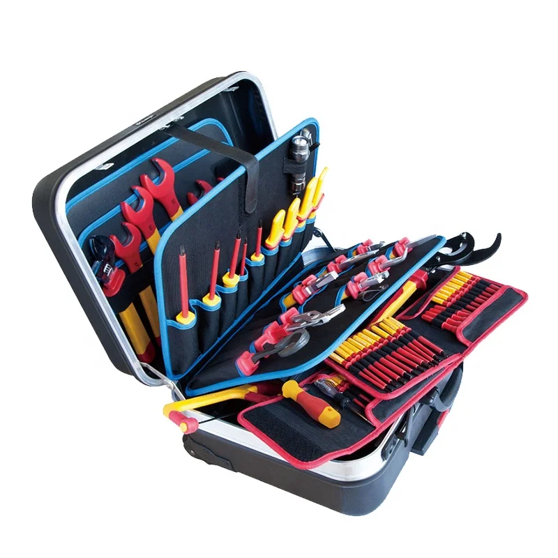 111 Piece Professional VDE Insulated Repair Tool Set in Trolley Case Rolling Too Box  for Electricians
