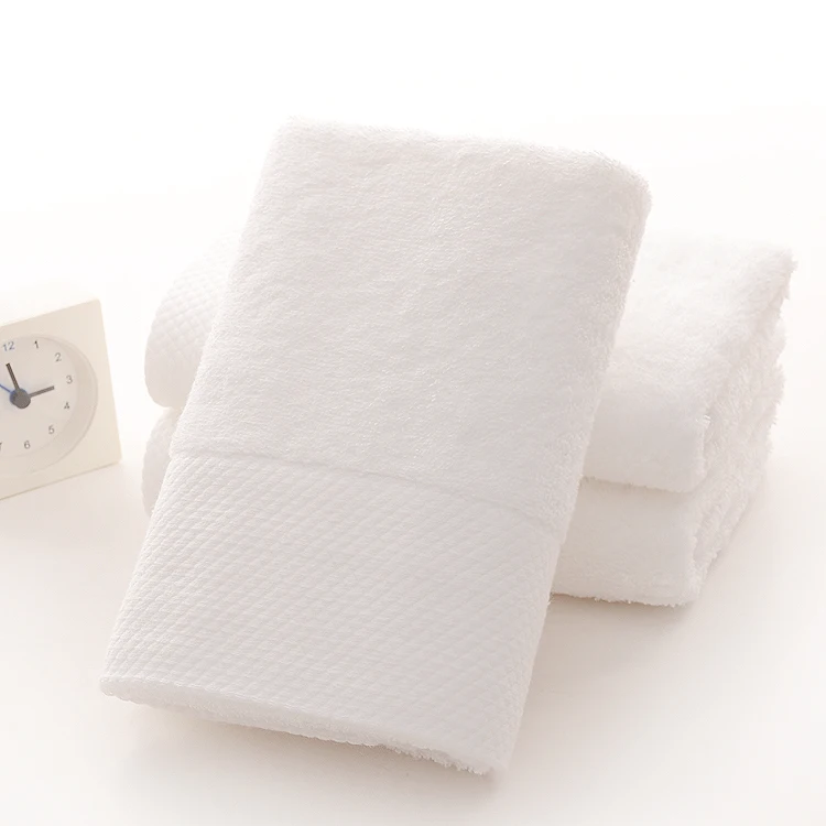 100% cotton luxury high quality bath towel hotel bathroom towel pure color absorbent White towel