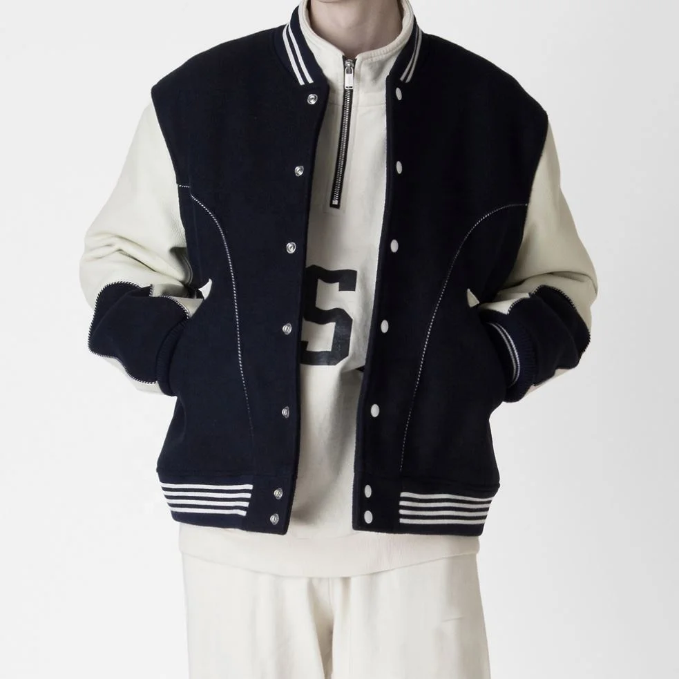 Custom man high quality plus size winter coat leather baseball letterman varsity jacket for men