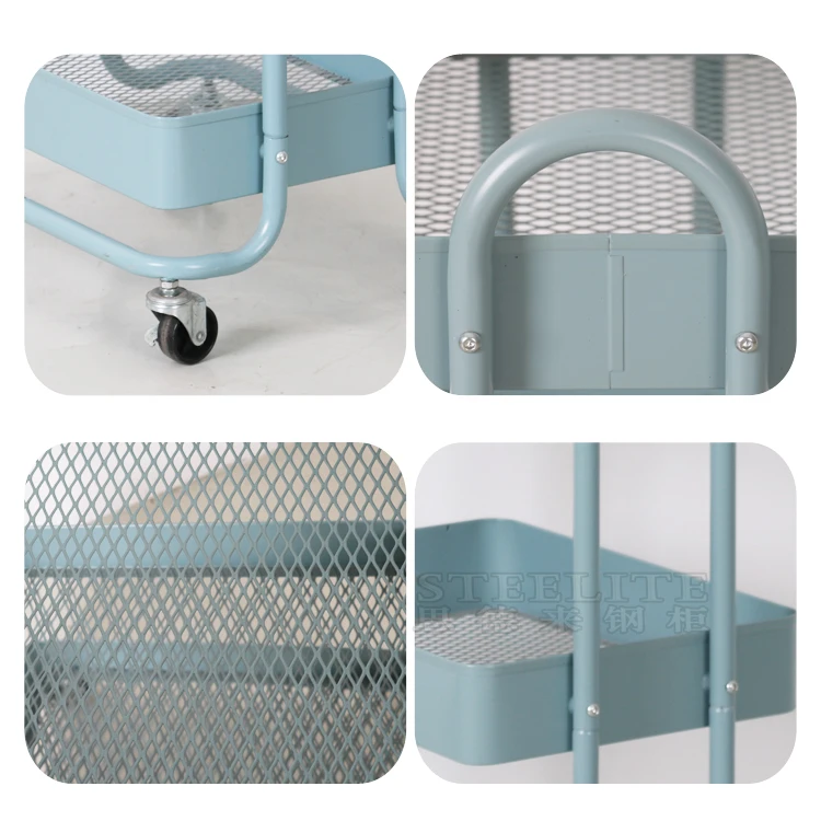 3-Tier Rolling Utility Trolley Cart Kitchen bathroom storage Trolley Portable Shelves rack with 4 caster