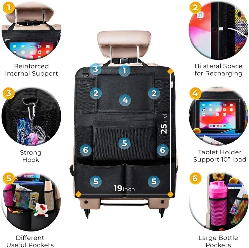 Waterproof  Protective Covers Rear Seats Car Backseat Hanging Storage Bag Organizer Multifunctional Folding Car Storage Bag