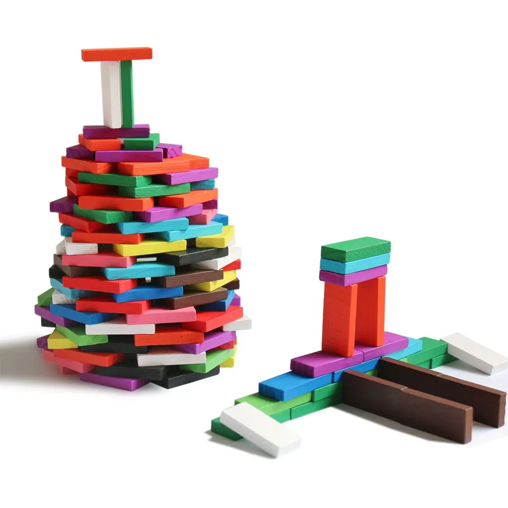 Customized  1000pcs wooden play 9 12 dominoes festool blocks games set in wooden box