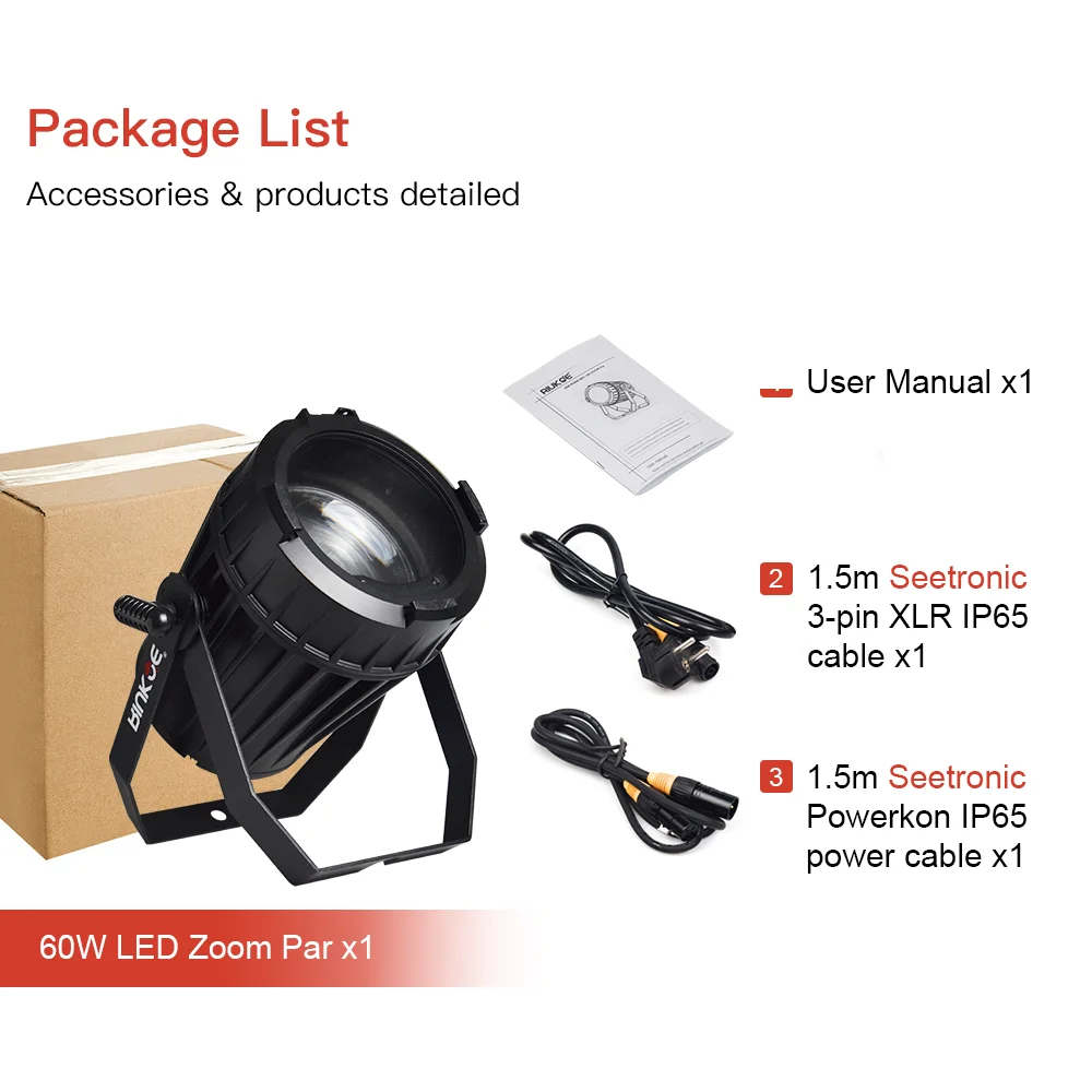 High Quality Light Outdoor Smooth DMX Mini Zoom DMX COB 60W RGBW 4In1 Can Dj Par Led