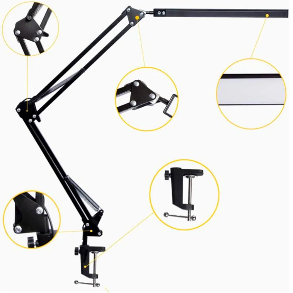 Metal LED Swing Arm Desk Lamp, 10W Dimmable Flexible Neck Eye-Care Desk Lamp with Clamp