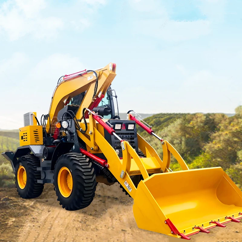 Factory direct sales two busy excavating backhoe loader small diesel bulldozer multi-function wheel excavator forklift truck