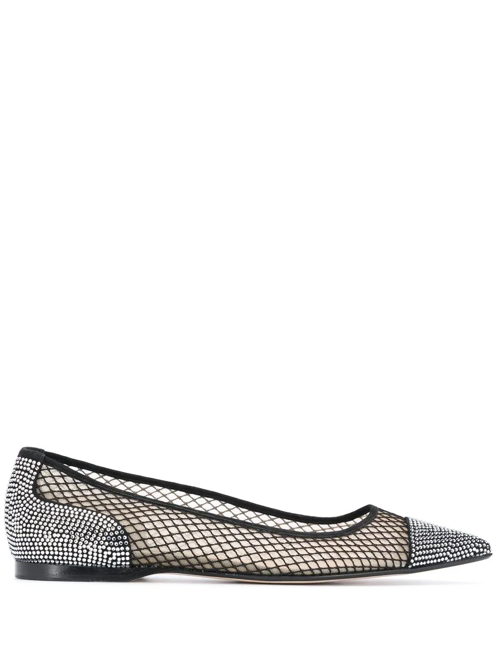 MANRINO-808 Italian Ballerina Shoes Ballet Flats Wedding Wear Slip-ons Net Yarn Splicing Crystal Mosaic Sharp Toe For Women