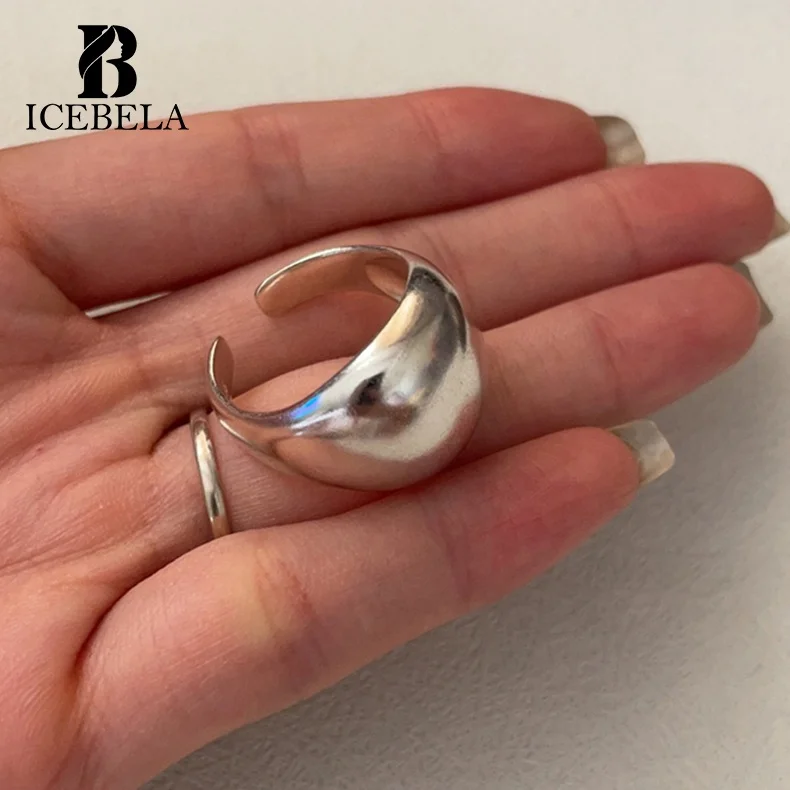 Wholesale Korean Style Minimalist 925 Sterling Silver Ring Casual Silver Fine Jewelry Women Matte Texture Rings For Girls