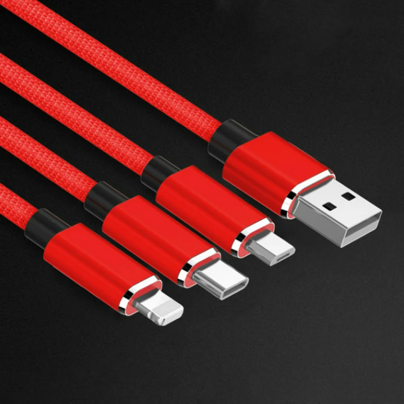 
weave braided hot sale competitive price 2.4A micro 8 pin type c fast charging for iPhone smart phone 3 in 1 usb cable charger 