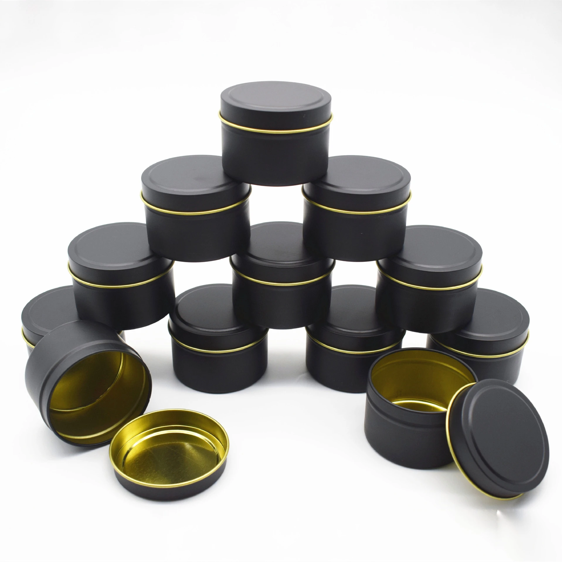12 Piece 8 oz Empty Silver Rose Gold White Matte Black Candle Tin with Box for Candle Making