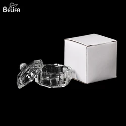 Wholesale unique small acrylic liquid powder dappen dish bowl clear glass crystal cup glassware storage with lid for nail art