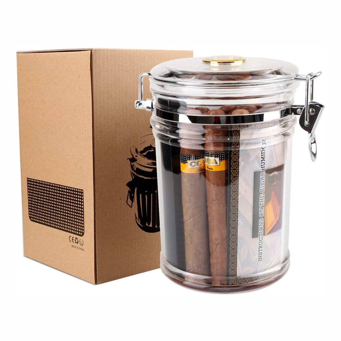 Roxyrolla, оптовая продажа, Современный портативный большой водонепроницаемый дорожный прозрачный акриловый увлажнитель для сигар, чехол-хьюмидор для автомобильных сидений