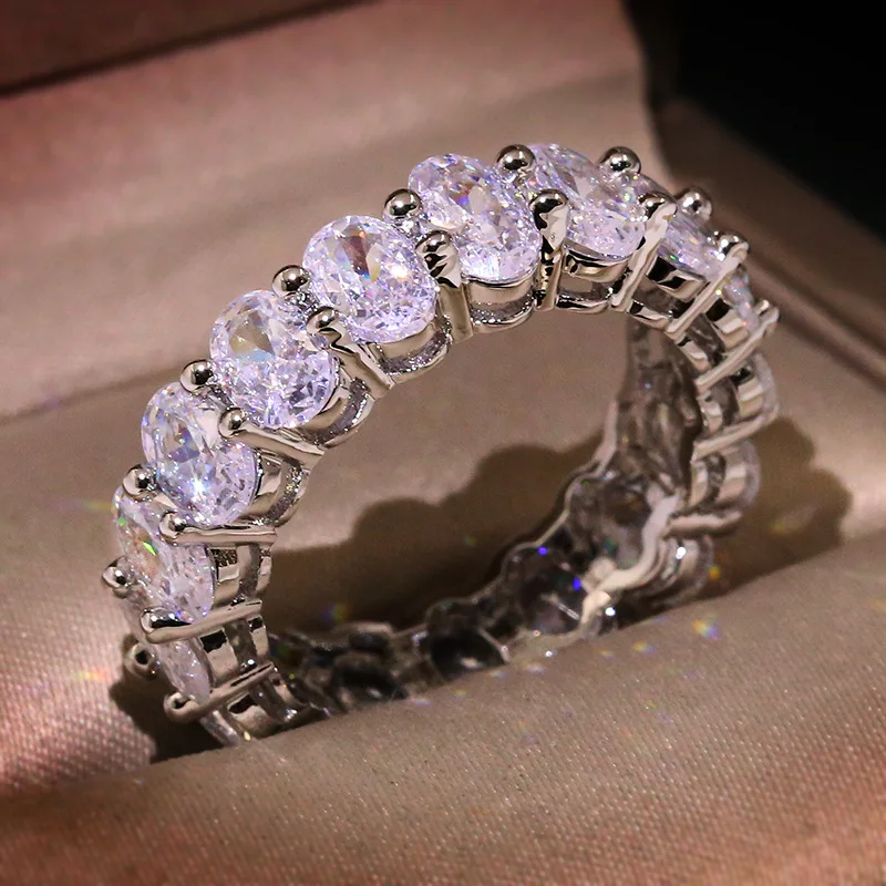 Barlaycs 2021 Fashion Engagement Diamond Stainless Steel Cuban Link Chain Necklace Jewelry Women and Men Zircon Weeding Rings