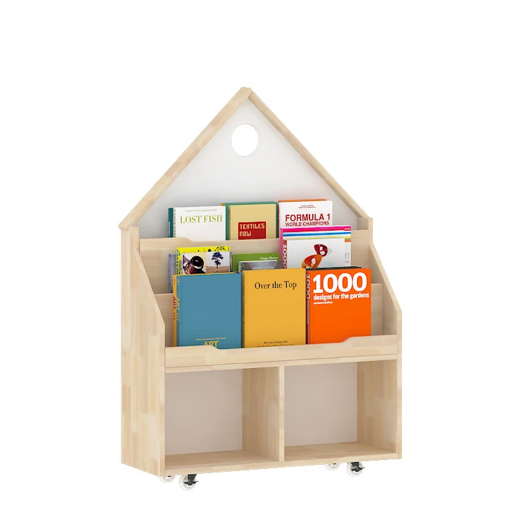 Wholesale Kindergarten Library Furniture Set Wooden 3-Shelf Bookcase