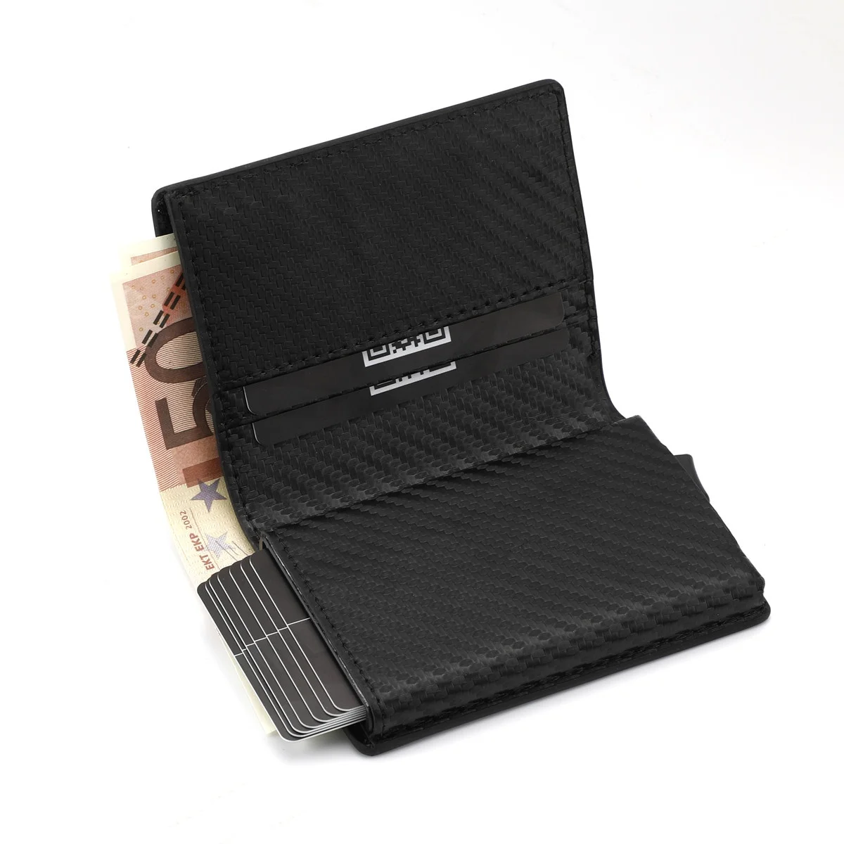 
Новинка 2021 мужской кошелек RIFD со скидкой 20%, металлический кошелек с двумя скидками, Черный алюминиевый сплав, автоматический кошелек из углеродного волокна 