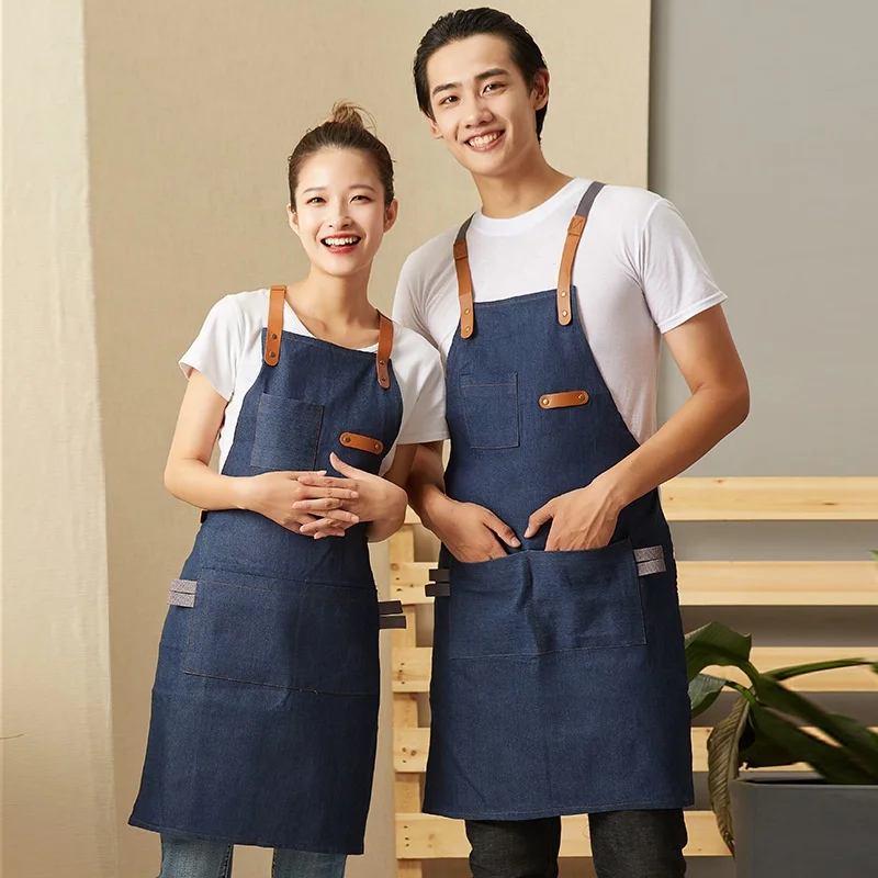 Canvas apron customized logo print advertising pure cotton work apron