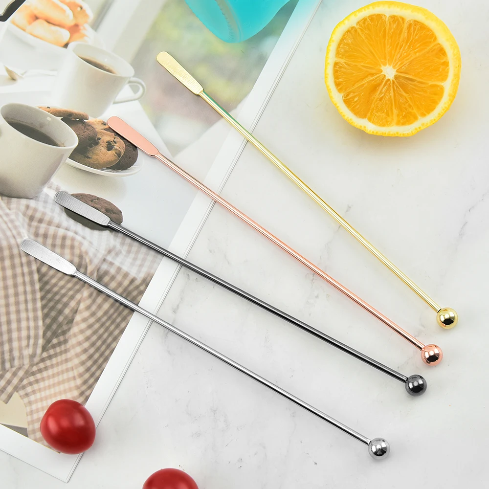 Stainless Steel Cocktail Wine Sticks Drink Juice Swizzle Stirring Mixing Sticks With Balls