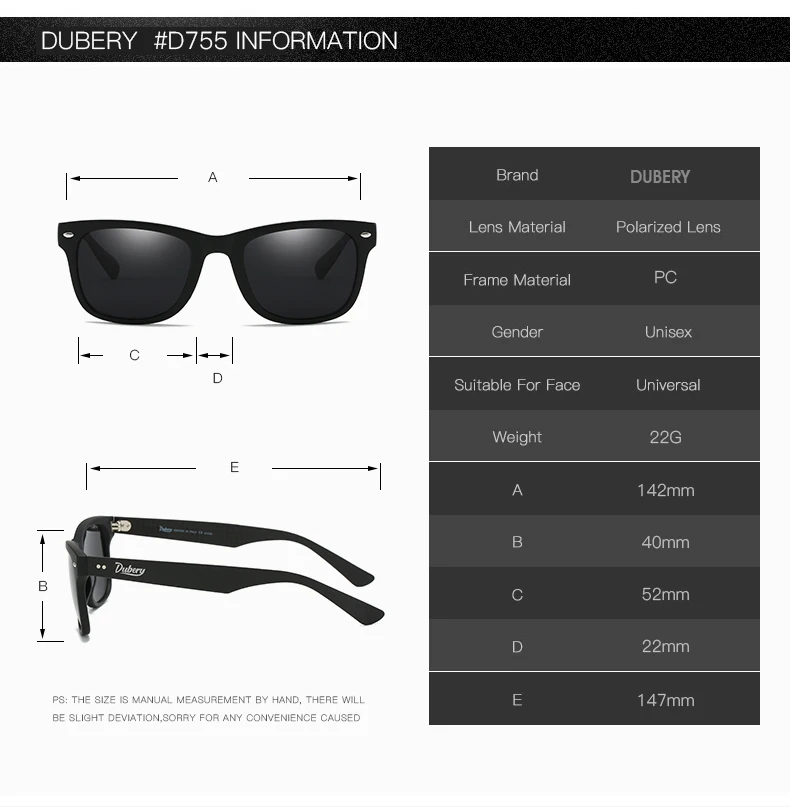 DUBERY Men Luxury Polarized Trendy Sunglasses 2025 Vintage Carbon Fiber square High End Quality Man