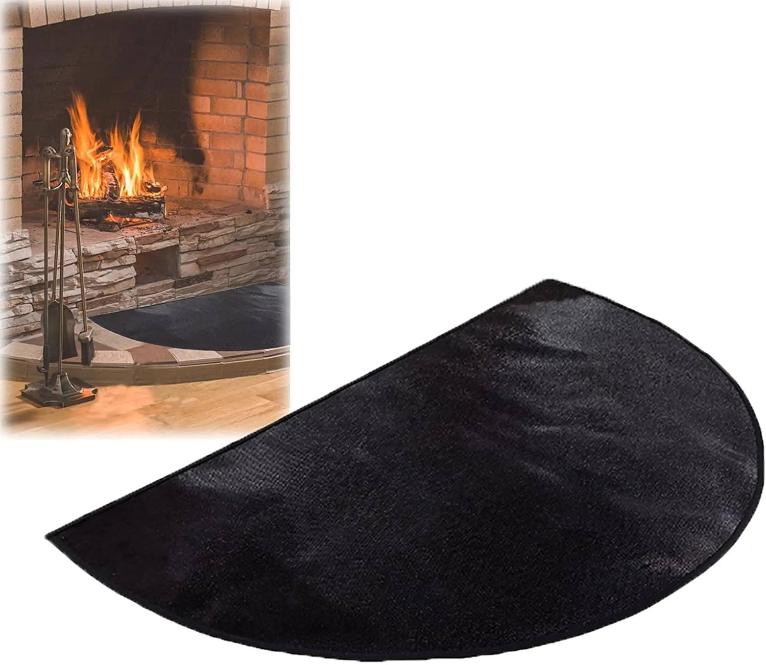 Indoor Half Round Fiberglass Fireproof Fireplace Mat Hearth Pad for Wood Stove Fire Fireplace Protect Floor from Sparks Embers