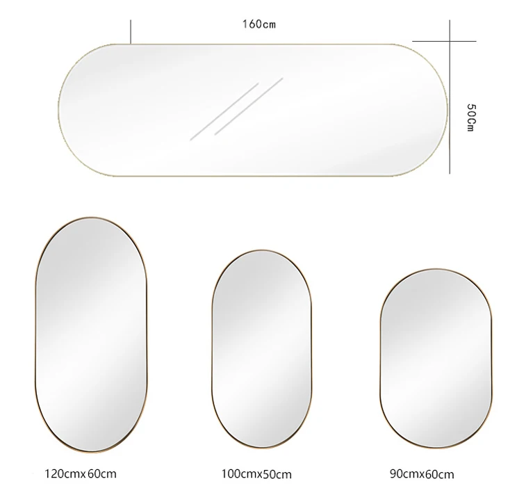 MOK Stainless steel Framed Wallmounted Brushed Copper Metal Oval Mirror