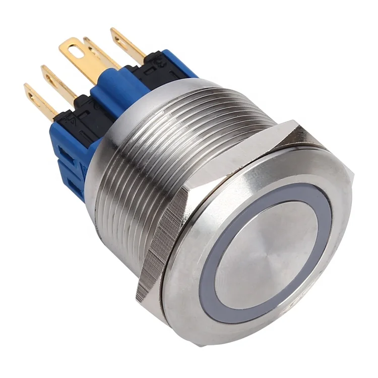 Long life push button ONPOW CE ROHS GQ25 25mm anti-vandal latching illuminated aluminum switch