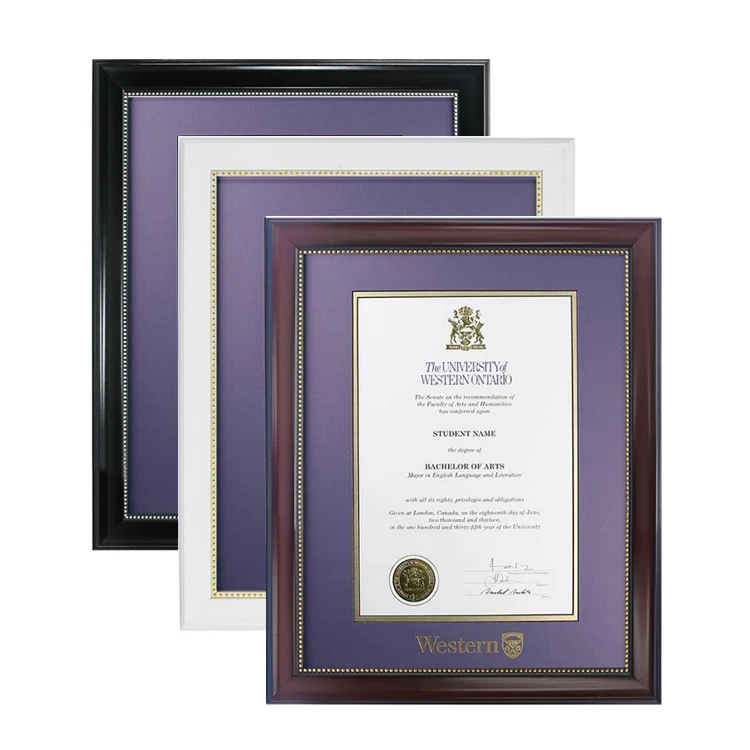 Wholesale Custom A4 Diploma Graduation Certificate Frames College Degree Frames with Gold Silver Foil University Seal